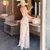 2026 European and American summer new comfortable leisure vacation wind floral suspender high-end design dress women