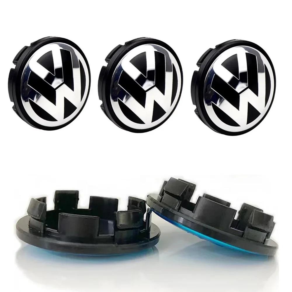 DKRSE1 4PCS 55mm 65mm car modeling wheel hub center cap badge hub cap suitable for VW Volkswagen Golf Sharan Tiguan Passat Accessories