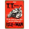 Tt Of Races Poster Vintage Isle of Man Segno di Latta Competizione Motociclistica da Corsa Retrò Placca in Metallo Arrugginito Shabby Decorazione per la Casa
