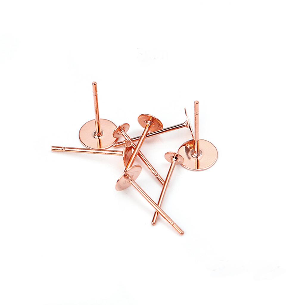 Real Gold Plated Stainless Steel Blank Post Earring Studs Base Pins With Earring Plug Findings Ear Back For Jewelry Accessories