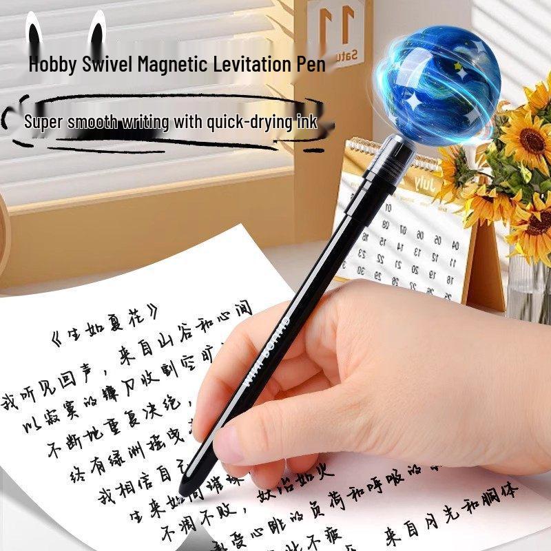 Black Tech Magnetic Floating Pen: 0.5mm Gel, Creative Decompression Tool.