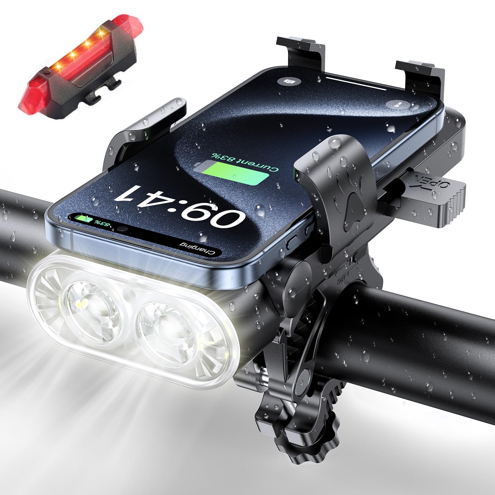 

Rechargeable Bicycle Road Bike Powerful Cycle Smartphone Large LED 4 Dimming High USB Compatible with Night Disaster Emergency Preparedness Light, чёрный