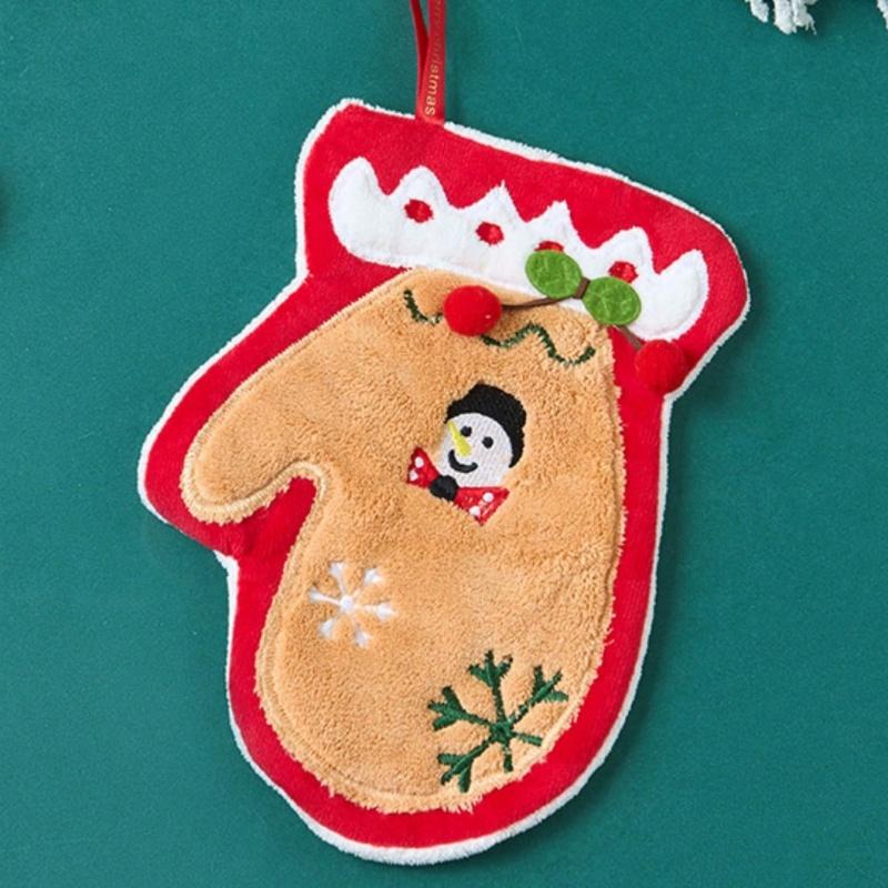 1-piece Christmas Handkerchief - Ultra Soft Coral Fleece with Cute Santa Super Absorbent, Suitable for Kitchens and Bath Rooms