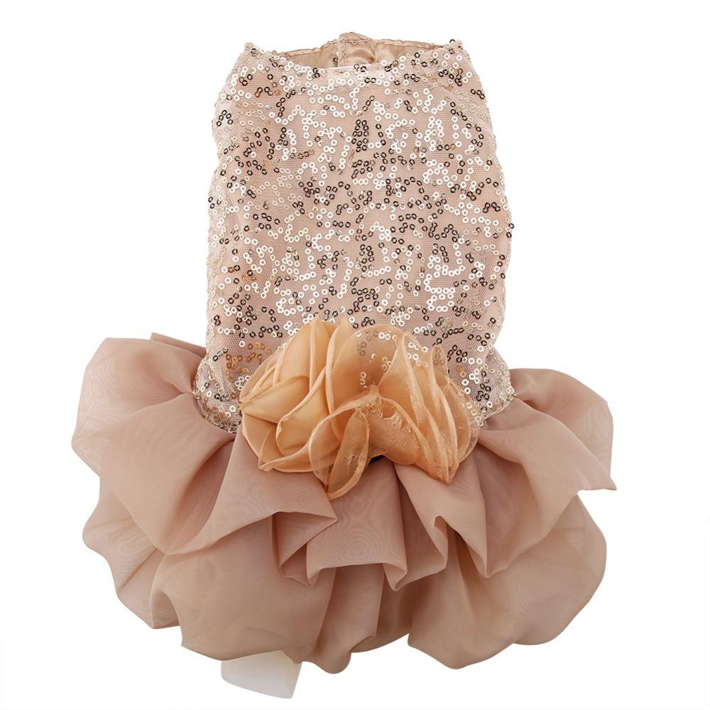 

Skin Friendly Sequined Detail Pet Dress Bubble Skirt Cut Gold Tone Dog Dress XS Size Soft Fabric Puppy Skirt Photo Session (Gold,S) золотой