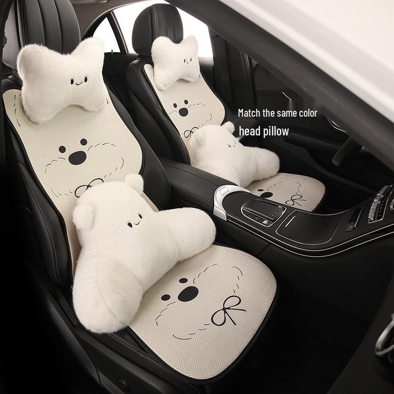 West Highland White Terrier Puppy Car Seat Cushion for MG Models (MG4, MG5, MG6, MG7, ES5) – Cute Cartoon Design for All Seasons.