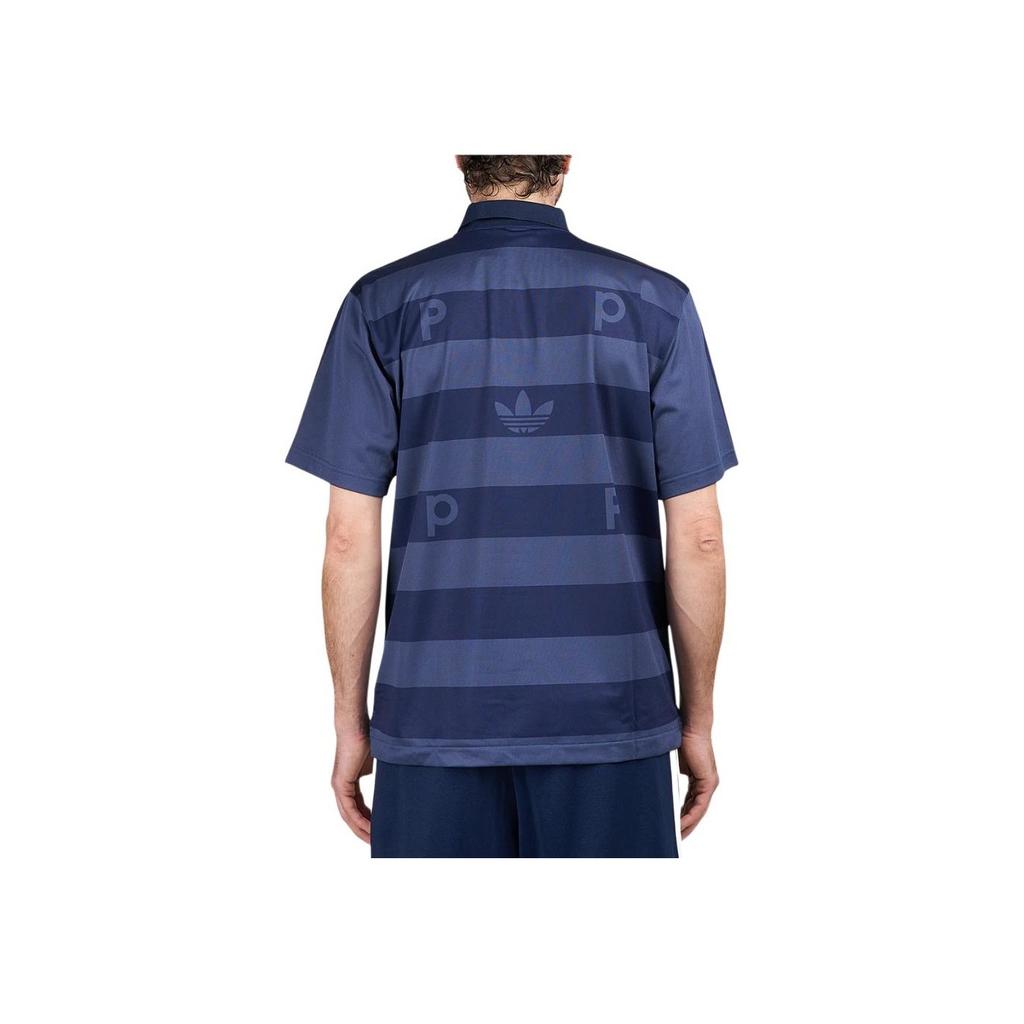 Adidas Originals X Pop Trading Company FW23 Striped Sports Polo Shirt Unisex Polo Shirts Navy-Blue IX1976