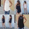 European Style Loose Fit Sleeveless Cotton T Shirt With Lace Splicing For Casual Women