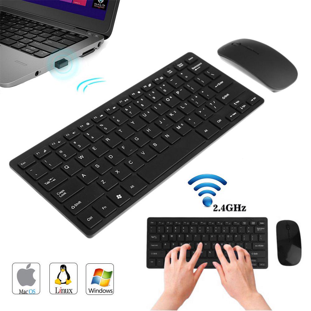 Ultra Thin Set Kit Mini USB 2.4GHz PC Laptop Wireless Keyboard Mouse Combo