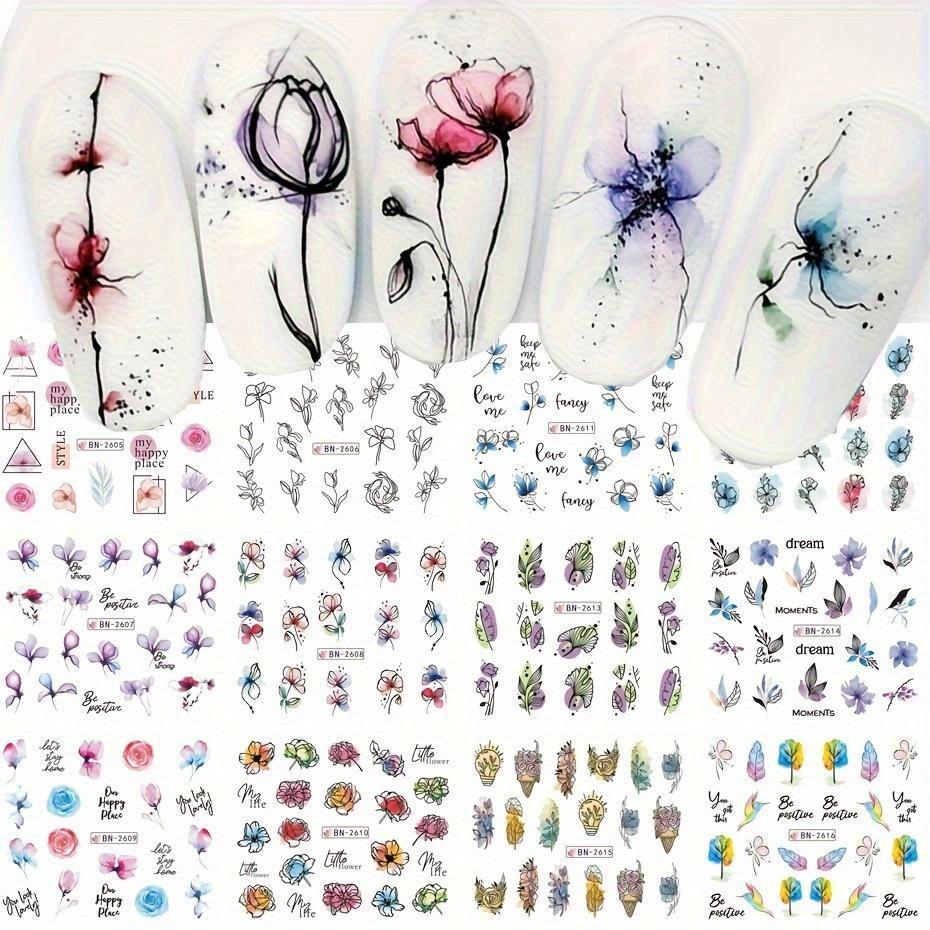 Nail Sticker Flower Water Transfer Nail Decal Wraps Nail Art Tips Manicure Decor
