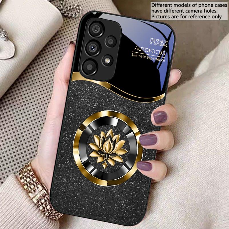 Gradient Golden Lotus For Samsung S8 S9 S10 S20 Ultra S21 Pro S22 Plus S23 FE S24 Ultra S25 Edge S25Ultra Glass Phone Case