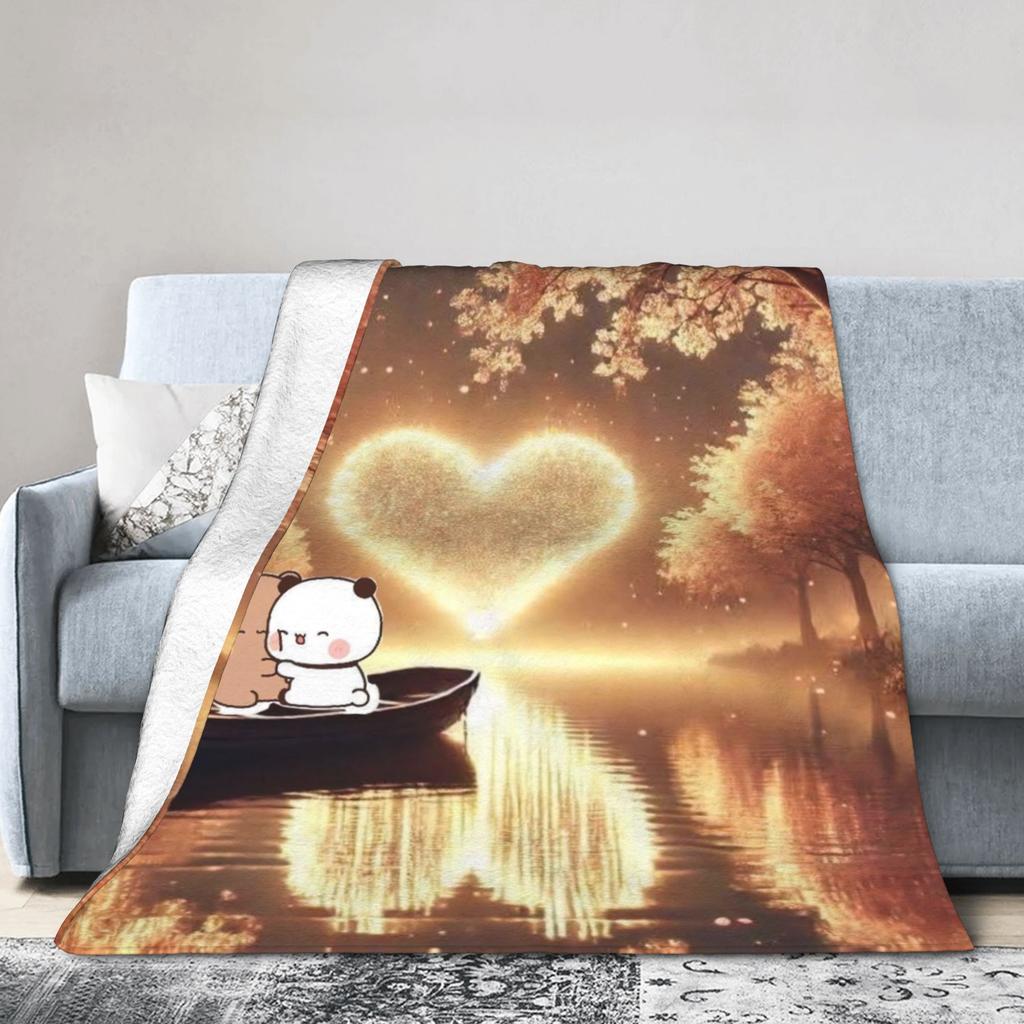 Bubu & Dudu Heart Love Plush Blankets Kids Adult Flannel Throw Blanket For Outdoor Super Soft Customized Quality Bedspread Gift
