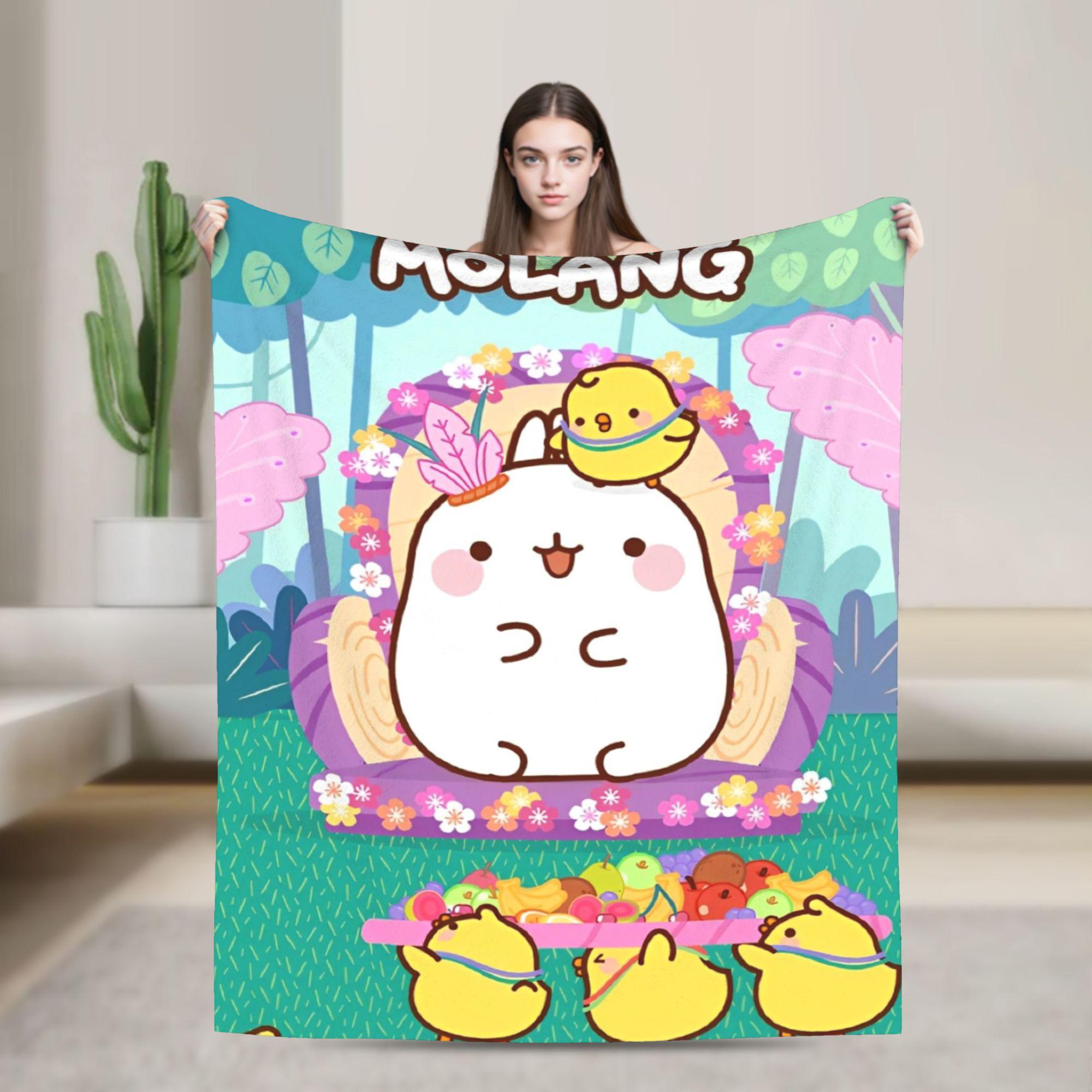 Плед Molang Kawaill Кролик Мерч Теплый Уютный Пушистый Пледы для Дивана 50x60 Дюймов Разные Размеры Пледы 75X95CM