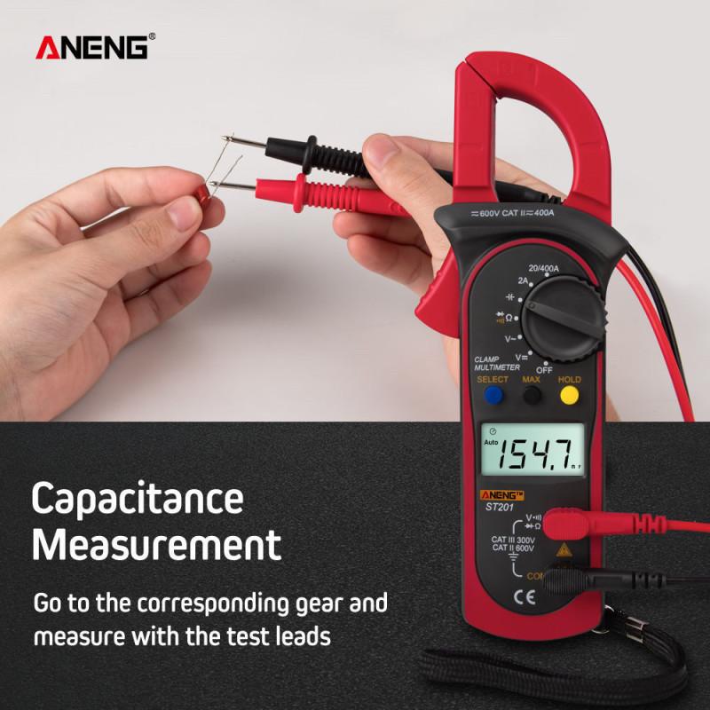 ANENG ST201 Digital Clamp Multimeter Ammeter Transistor Tester Voltage Tester Red Color