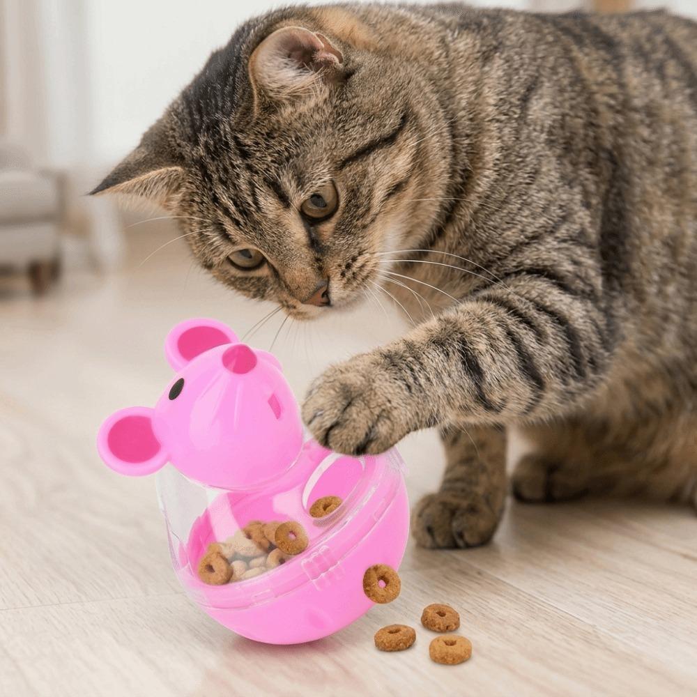 

Polyester & Polymeric Material Cat Toy Mouse Head Shaped Mouse Head Treat Ball Slow Feeding білий