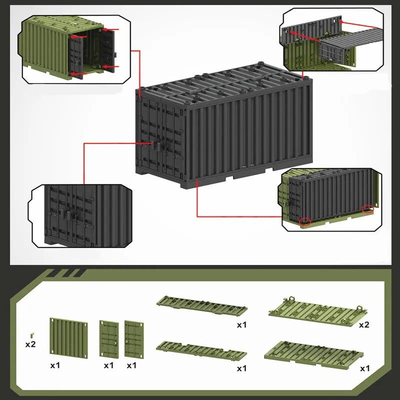 MOC Militär Container Bausteine ​​Box Spielzeug für Jungen WW2 Krieg Basis Technische Ziegel Kreative DIY Juguete Bloques Brinquedos