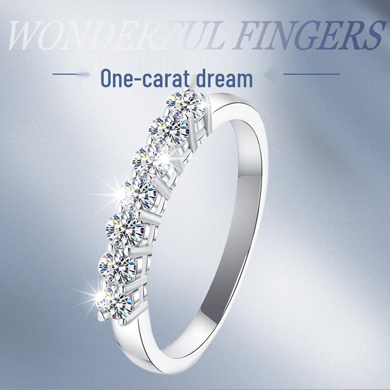 

Кольцо-дорожка с 7 бриллиантами-муассанитами из белого золота 18 карат - Модное предложение и парные украшения Size 11