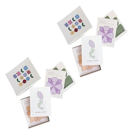 Calendrier de bureau floral 2026 Puzzle-Style Calendrier de bureau debout avec 12 Fleurs mensuelles épanouies pour Décor de table Maison École Bureau