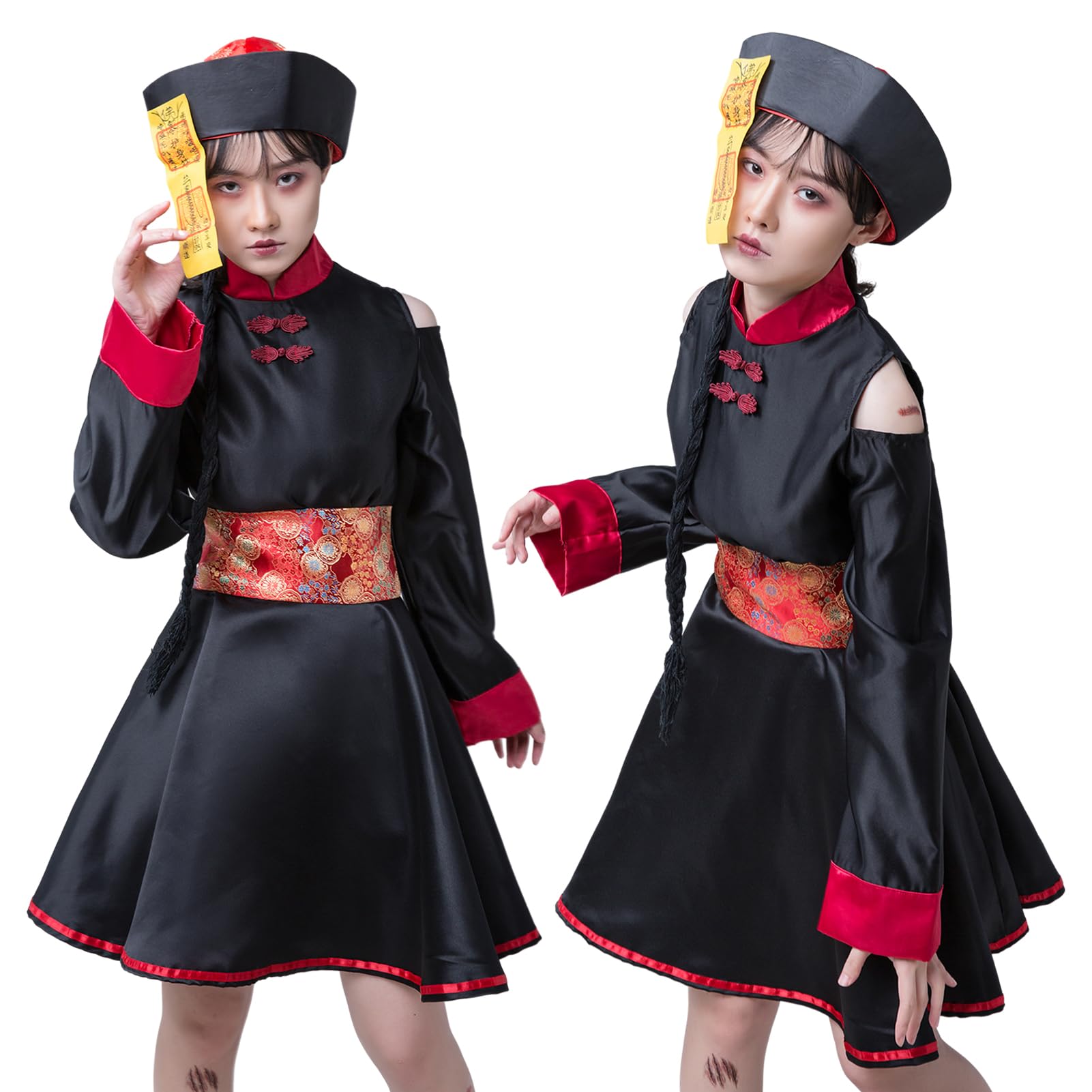 

Костюм для косплея на Хэллоуин Jiangshi Костюм для косплея призрака-зомби на Хэллоуин Jiangshi Платье для взрослых Юбка Платье Милое Один размер Подходит Большинству Платье-шляпа Bill