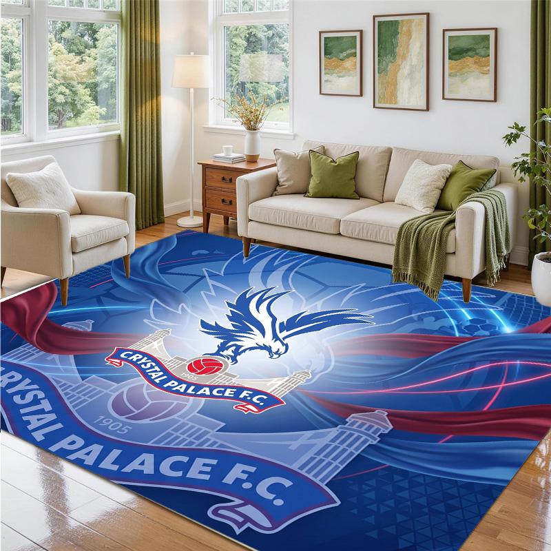 Crystal Palace Football Design Crystal Velvet Rug Soft Decorative Mat for Bedroom Entrance