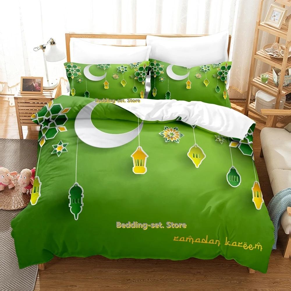 Ramadan-Bettwäscheset, Einzel-, Zwillings-, Voll-, Queen- und King-Size-Bettset, für Schlafzimmer für Erwachsene und Kinder, Bettbezug-Set, 3D-Druck, Anime-Bettlaken-Set