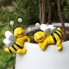 2Pieces Cute Climbing Bees Resin Pot Huggers Figurines for Personalizing Garden Patios Balconies and Home Decoration
