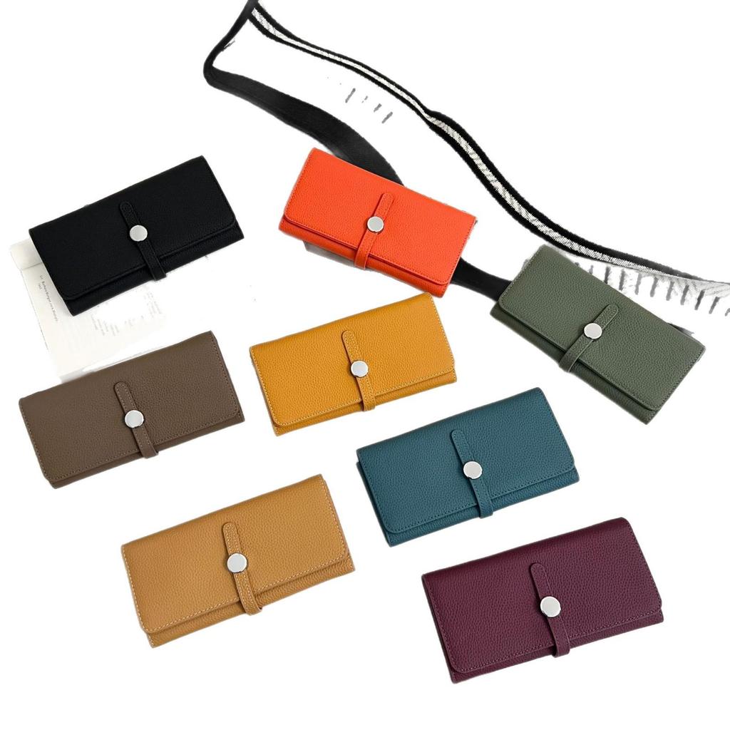 2026 New Women's Soft Cowhide Leather Clutch: Genuine Foldable Long Wallet with Large Capacity for Phone and Money Clip