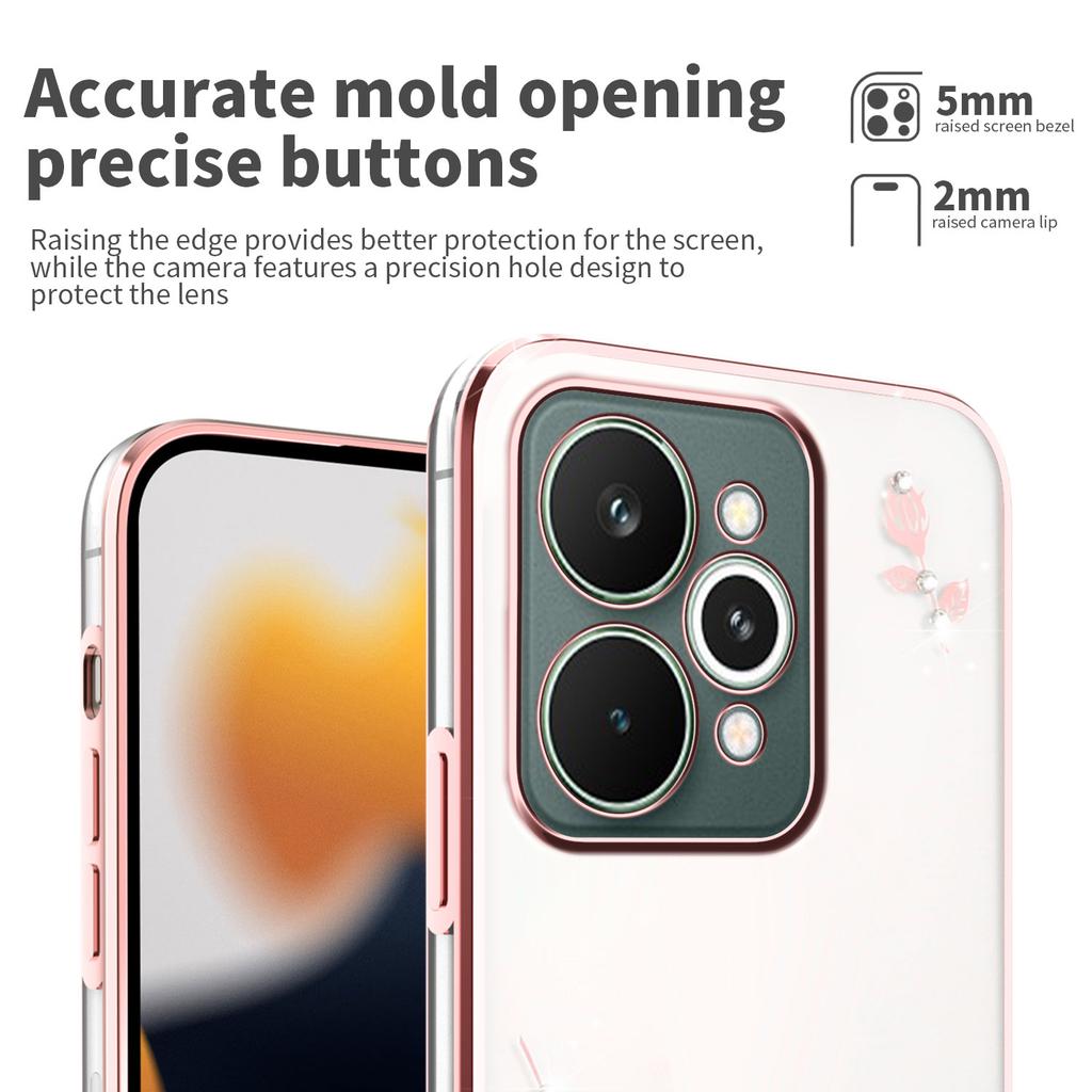 For Realme 15 Pro 5G Case Flower Rhinestone Decor TPU Phone Cover