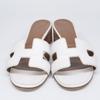 Hermes H071002Z OASIS Calfskin H Motif Heeled Sandals/ Shoes 37 whiteUsed