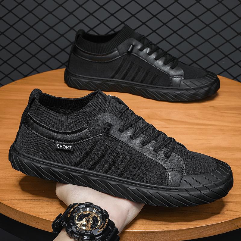 

Shoes men s board shoes round head casual shoes cloth shoes men s deodorant flat-soled work shoes one pedal low heel wear-resistant mesh 44
