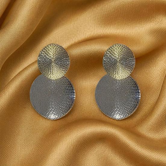 1 Pair Large Double Round Disc Dangle Drop Earrings, Minimalist Geometric Big Circle Earrings, Statement Jewelry Gifts