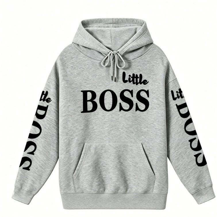 Trendy Kids' Letter Print Hoodie - 'Little Boss' Spring/Autumn Casual Sweatshirt for Boys & Girls