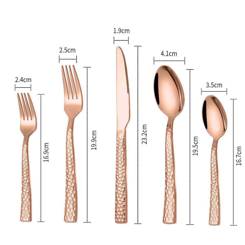 Stainless steel tableware set Western tableware fork Hammer steak knife fork spoon one molding polishing tableware set
