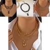 Collier Pendentif Multicouche Géométrique Cœur Étoile Pièce de Monnaie pour Hommes Femmes Style Noir Or Argent