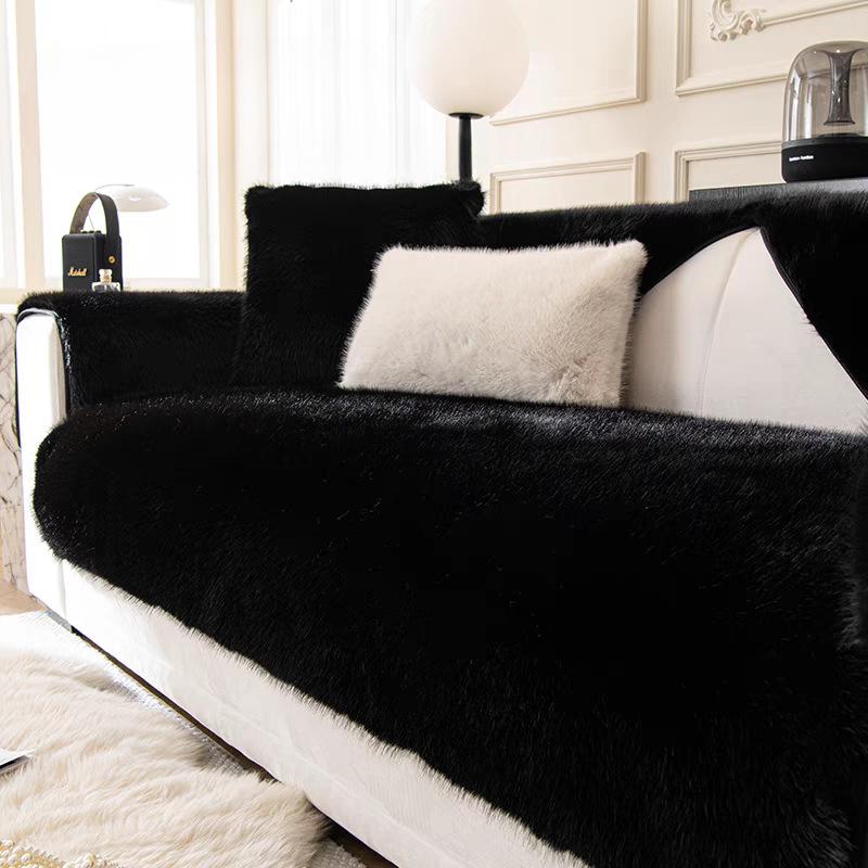 1pc French Thickened Plush Sofa Slipcover, Sofa Cover, Anti-Cat Scratch Couch Cover Furniture Protector For Bedroom Office Living Room Home Decor