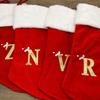 High-End Red Christmas Knitted Stockings with 26 Letters for Gifts & Decorations