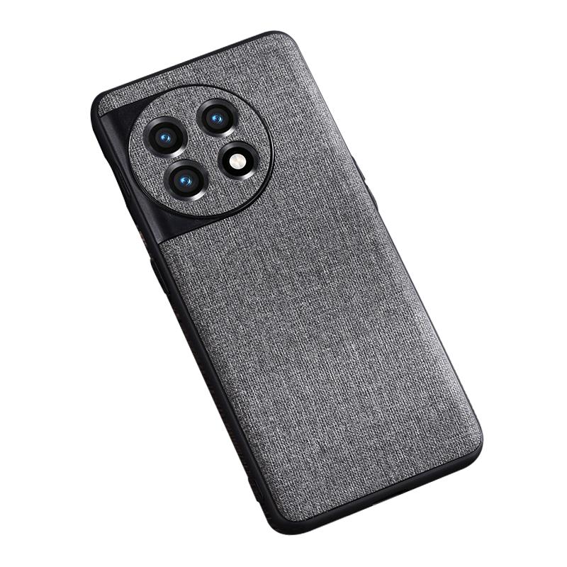 

For OnePlus 11 5G Cloth Texture Phone Cover Anti-scratch TPU Protective Case Grey