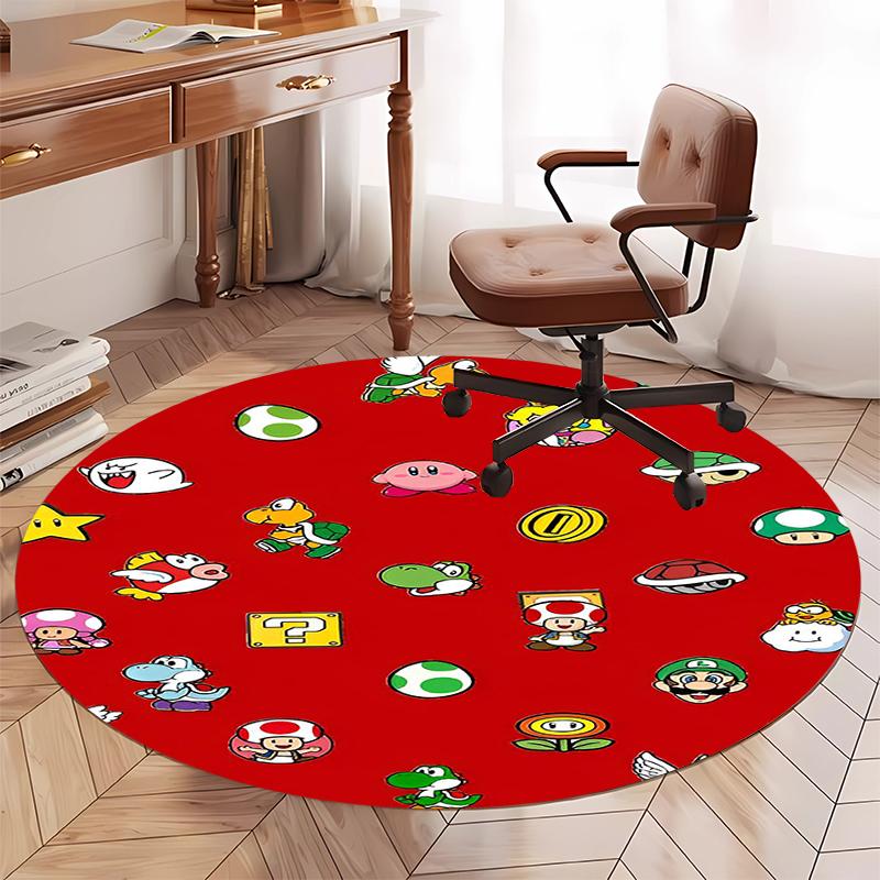 Mario Printed Round Rug Carpet Chair Rug Area Rug Entryway Doormats,for Office Chair Living Room Bedroom Kitchen Room.