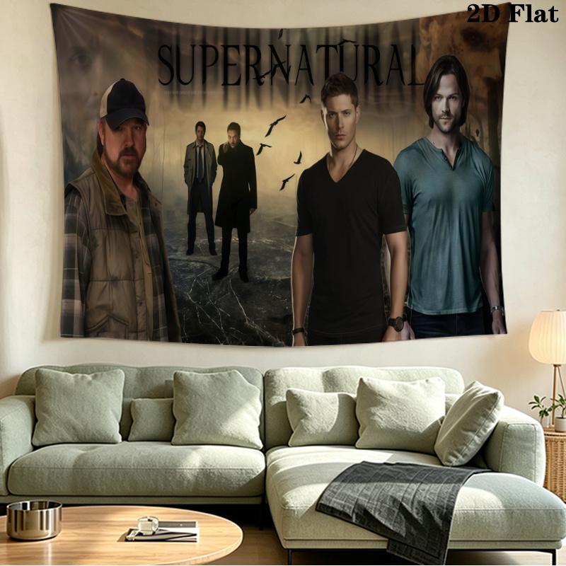Supernatural Brothers Wall Tapestry Aesthetic Wall Hanging Printed Fabric Blanket Decorative Tapestries for Bedroom Living Room Home Decor