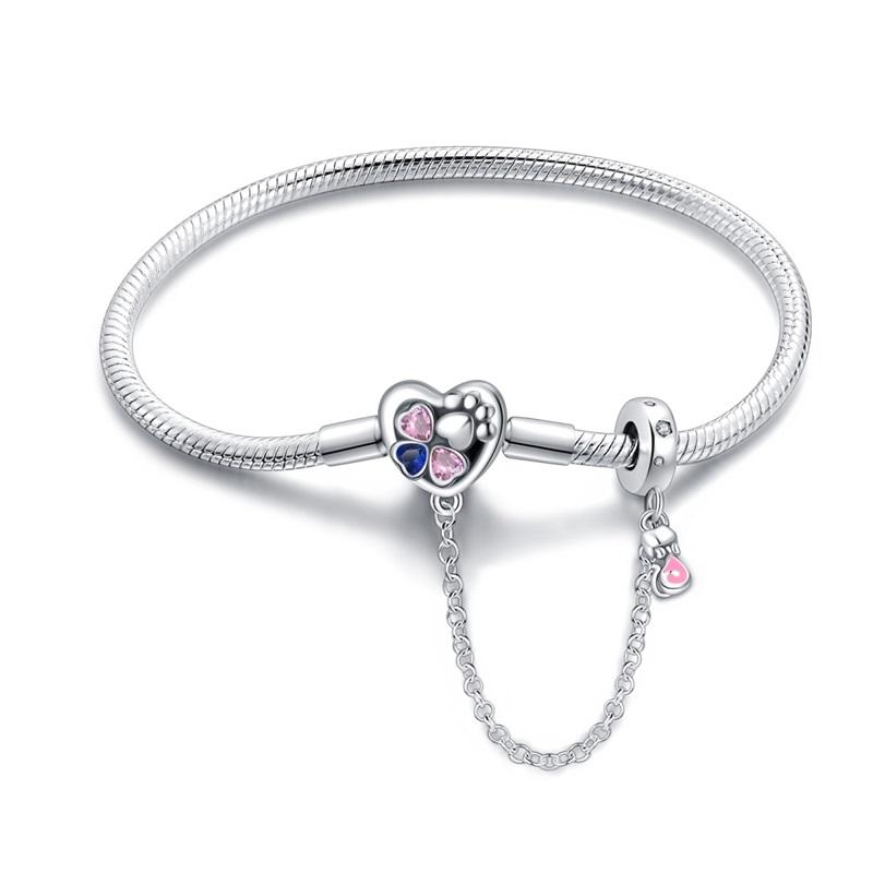 925 Silver Sparkling Fashion Zircon Spherical Heart-Shaped Snake Bone Bracelet For Women Fashion Birthday Jewelry Gifts