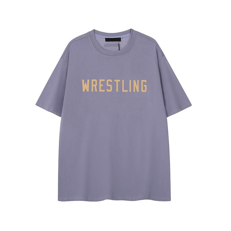 FOG Line Flocked Letter Shorts Unisex Casual Loose Streetwear