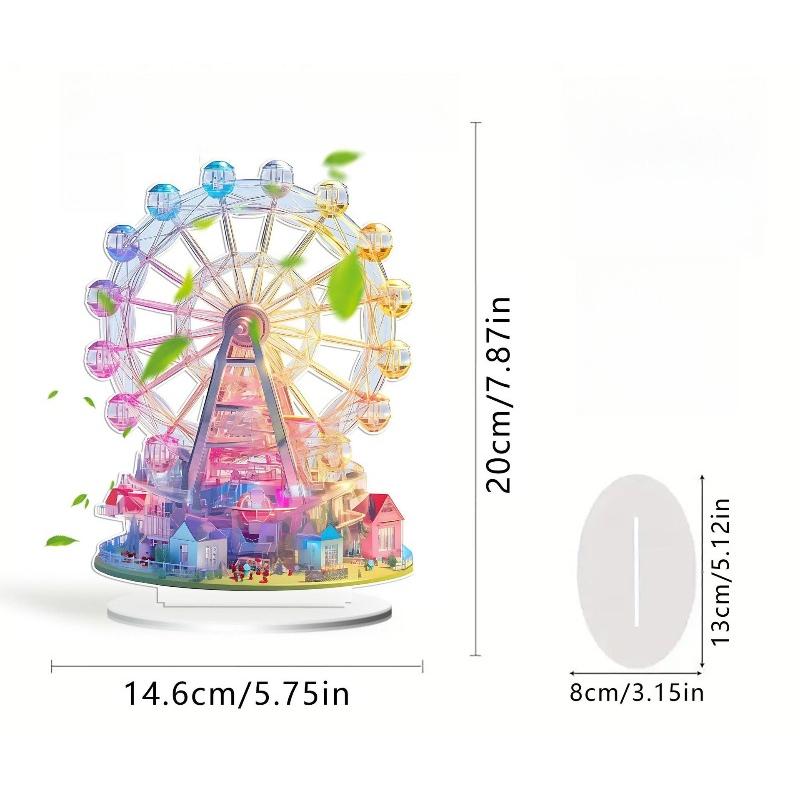 Ferris Wheel Pattern Table Sign Desktop Ornament Waterproof Decorative Accessories Lightweight Collection Colorful, Wall Decor Art