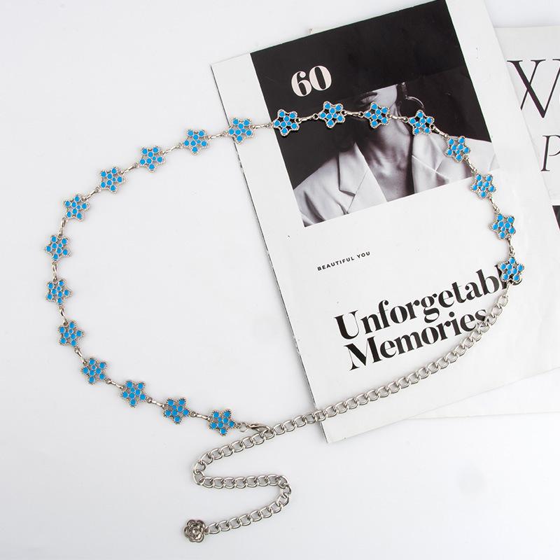 Flower Star Metal Decorative Waist Chain Women With Skirt Waist Body Chain Women'S Thin Belt Tide