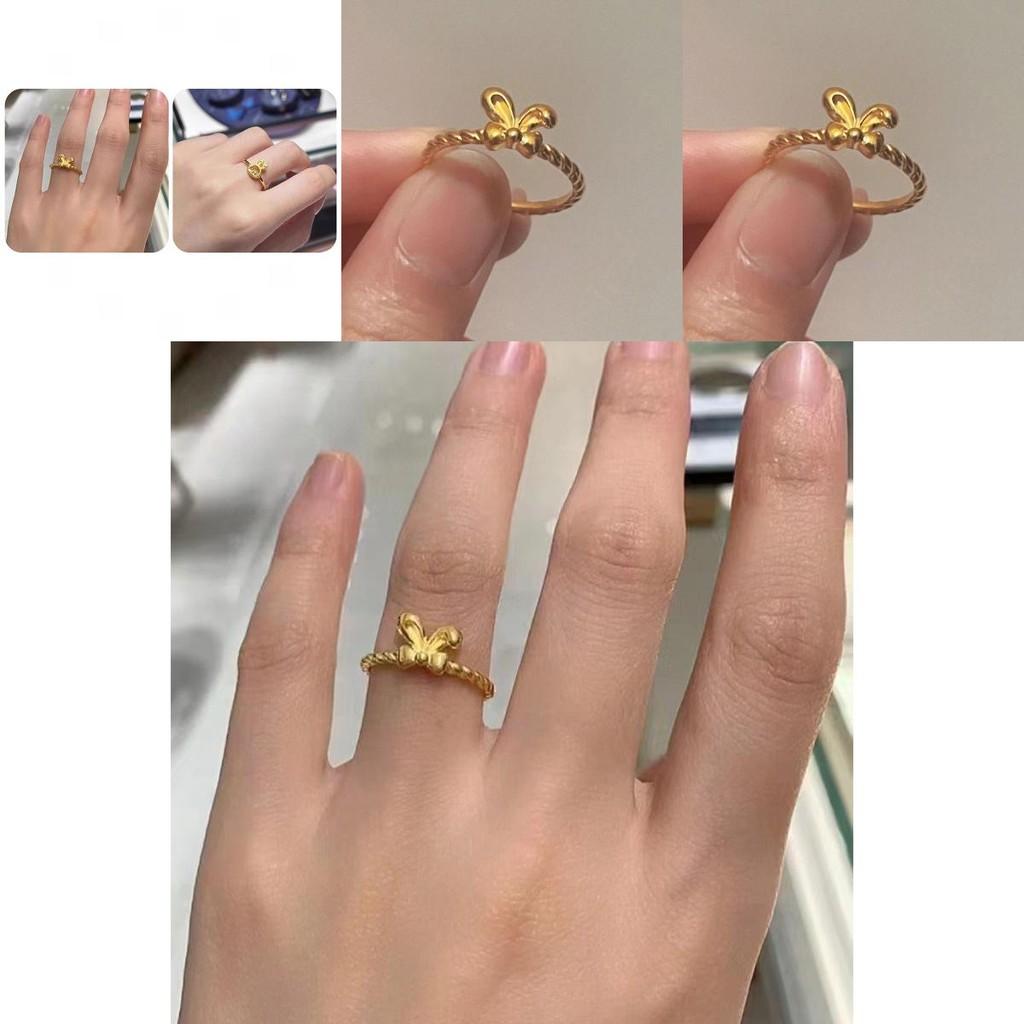 Beautiful 2023 Year Of The Rabbit Adjustable Gold Plated Bowknot Ring For Women