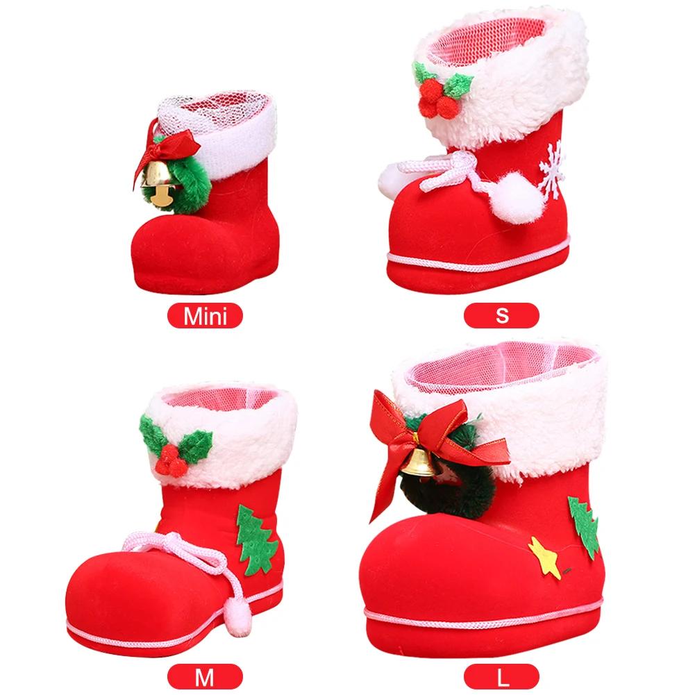 1-6PCS Christmas Candy Bags Red Candy Boots Christmas Bags for Sweets Santa Gift Bag New Year Party Home Christmas Decoration