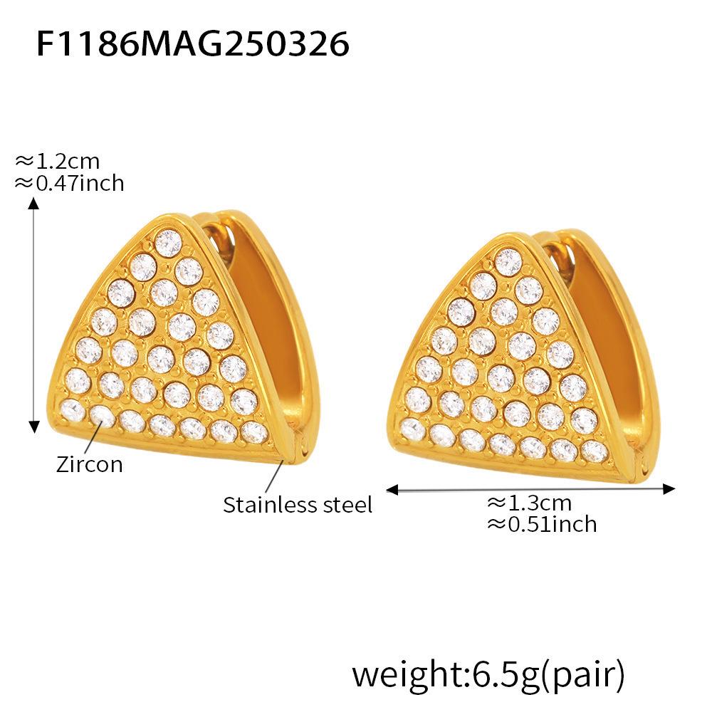 18K Gold Plated Geometric Triangle Zircon Earrings - Versatile, Elegant, Stainless Steel