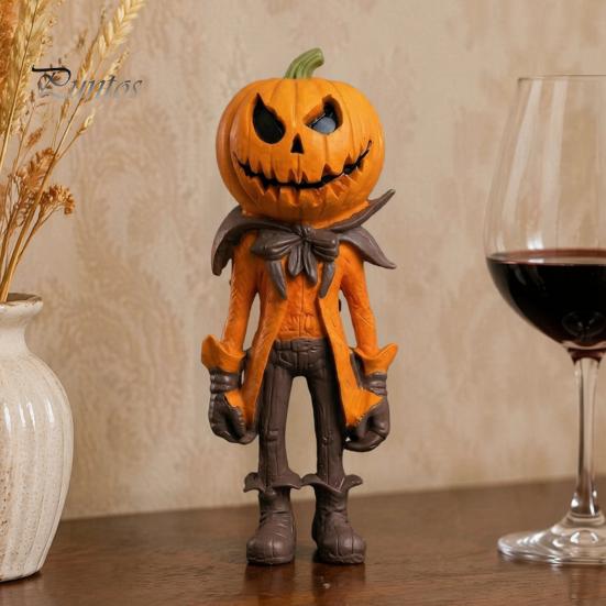 Dark Retro Style Gift Set Halloween Pumpkin Man Figurine, Resin Figure, Classic Ghost Atmosphere Room Decor Face Desktop Ornament for Home Tabletop