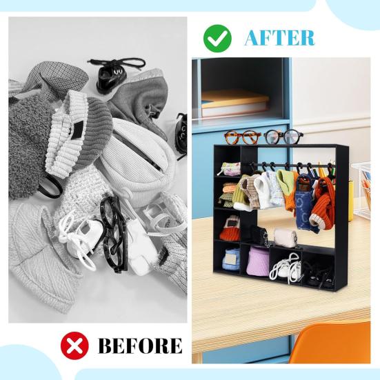 Doll Clothes Wardrobe with 10 Hangers Girl Doll Clothing Storage Closet Dollhouse Figure Doll Accessories Garment Display Box