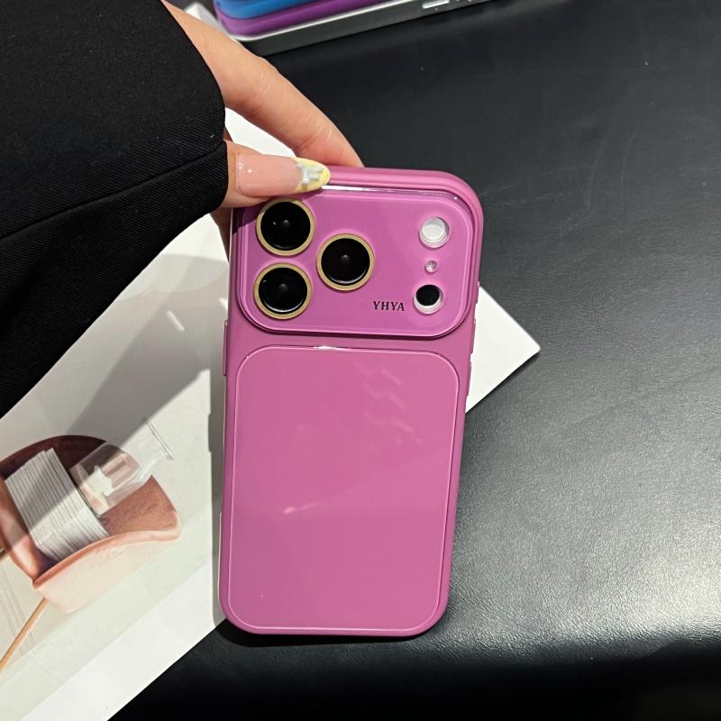 Luxury 17PM Looks HD Glass Large Window Glossy Bright Case For 17 16 15 14 13 Pro Max Plus Shockproof Candy Shiny Cover