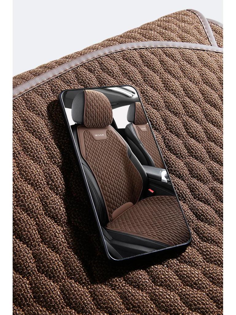 Breathable All-Season Linen Cotton Car Seat Cushion Cover, Universal Fit