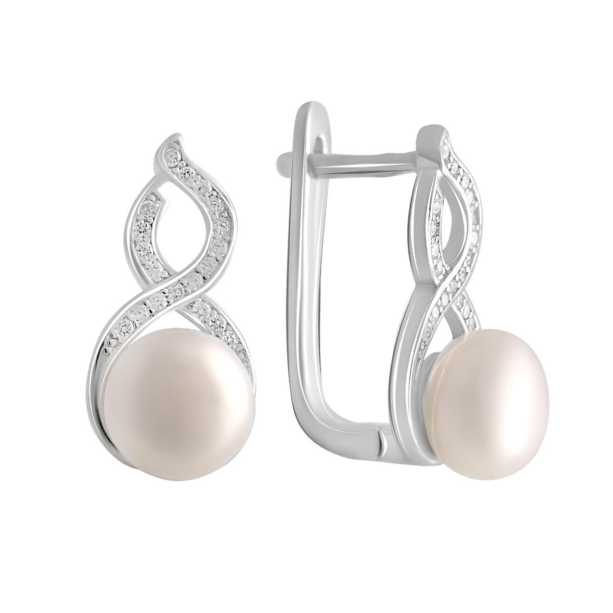 

Срібні сережки з перлами 8.5ct (2122395) білий
